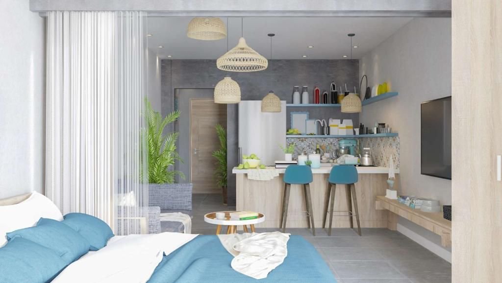 Modern one-bedroom apartment interior for sale in Veranda Sahl Hasheesh